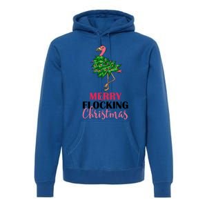 Flamingo Christmas Tree Merry Flocking Christmas Funny Pun Gift Premium Hoodie