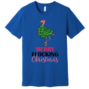 Flamingo Christmas Tree Merry Flocking Christmas Funny Pun Gift Premium T-Shirt