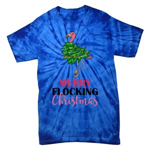 Flamingo Christmas Tree Merry Flocking Christmas Funny Pun Gift Tie-Dye T-Shirt