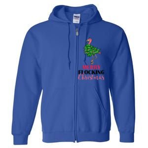 Flamingo Christmas Tree Merry Flocking Christmas Funny Pun Gift Full Zip Hoodie