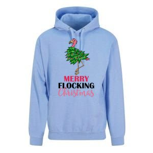 Flamingo Christmas Tree Merry Flocking Christmas Funny Pun Gift Unisex Surf Hoodie