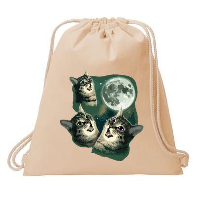 Funny Cat Three Cat Moon 3 Wolfs Cute Kitten Graphic Drawstring Bag