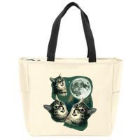 Funny Cat Three Cat Moon 3 Wolfs Cute Kitten Graphic Zip Tote Bag