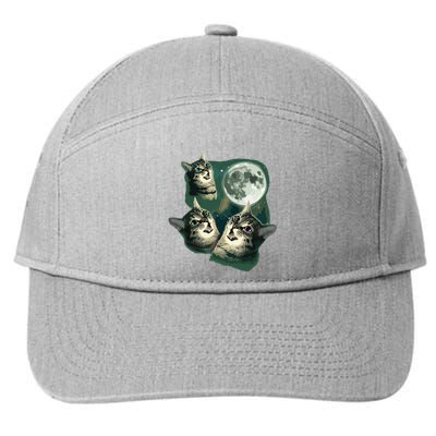 Funny Cat Three Cat Moon 3 Wolfs Cute Kitten Graphic 7-Panel Snapback Hat