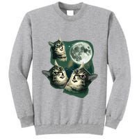 Funny Cat Three Cat Moon 3 Wolfs Cute Kitten Graphic Tall Sweatshirt