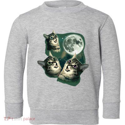 Funny Cat Three Cat Moon 3 Wolfs Cute Kitten Graphic Toddler Sweatshirt