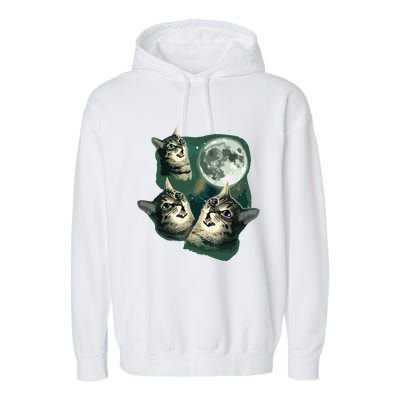 Funny Cat Three Cat Moon 3 Wolfs Cute Kitten Graphic Garment-Dyed Fleece Hoodie