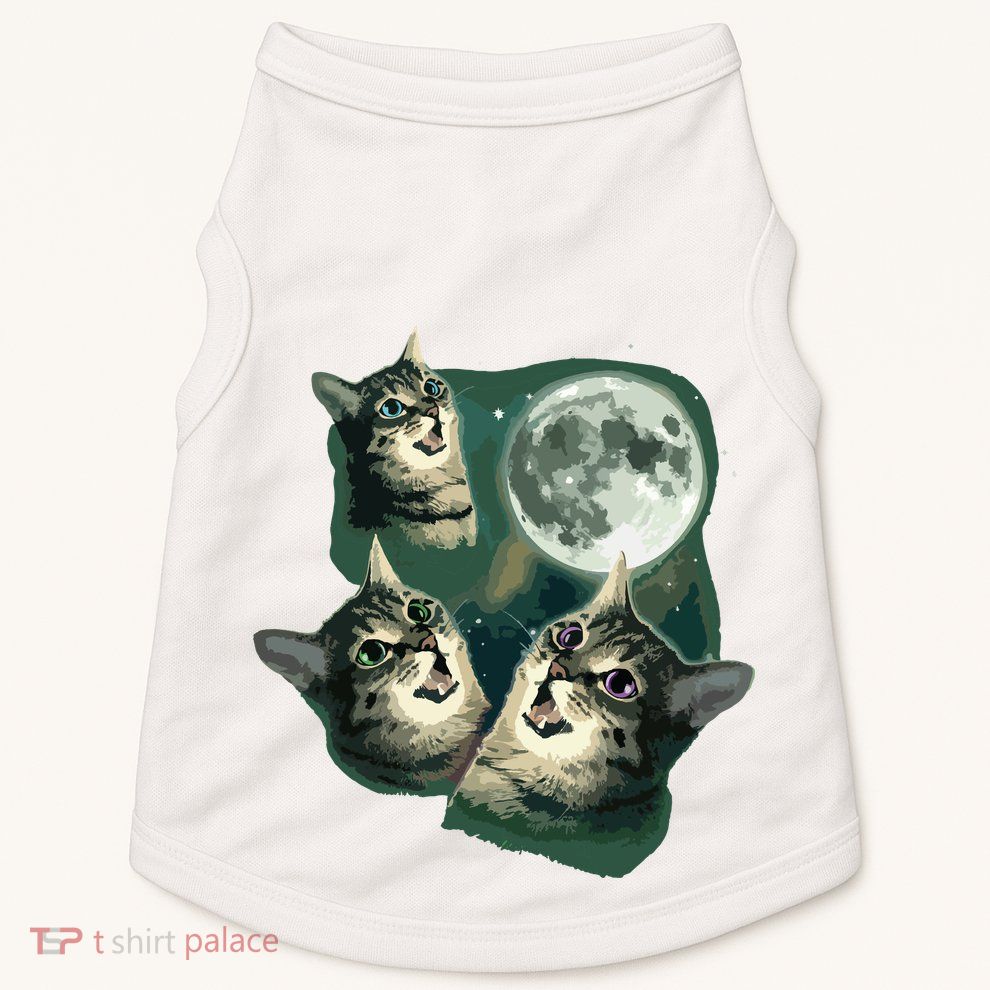 Funny Cat Three Cat Moon 3 Wolfs Cute Kitten Graphic Doggie Tank