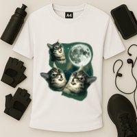Funny Cat Three Cat Moon 3 Wolfs Cute Kitten Graphic Cooling Performance Crew T-Shirt