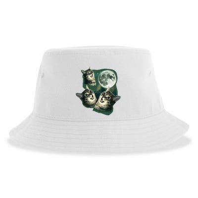 Funny Cat Three Cat Moon 3 Wolfs Cute Kitten Graphic Sustainable Bucket Hat