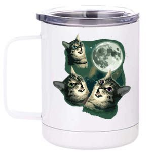 Funny Cat Three Cat Moon 3 Wolfs Cute Kitten Graphic 12 oz Stainless Steel Tumbler Cup