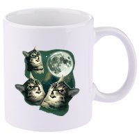 Funny Cat Three Cat Moon 3 Wolfs Cute Kitten Graphic 11oz C Handle Ceramic Mug