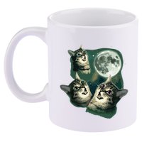Funny Cat Three Cat Moon 3 Wolfs Cute Kitten Graphic 11oz C Handle Ceramic Mug