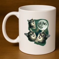 Funny Cat Three Cat Moon 3 Wolfs Cute Kitten Graphic 11oz C Handle Ceramic Mug