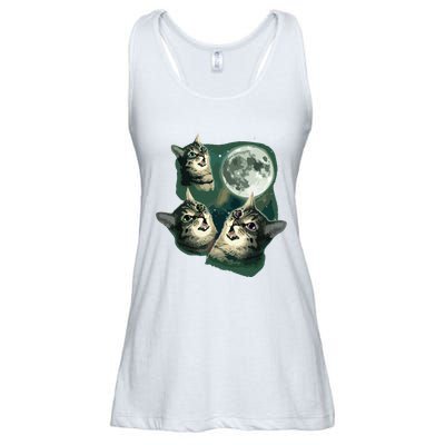Funny Cat Three Cat Moon 3 Wolfs Cute Kitten Graphic Ladies Essential Flowy Tank