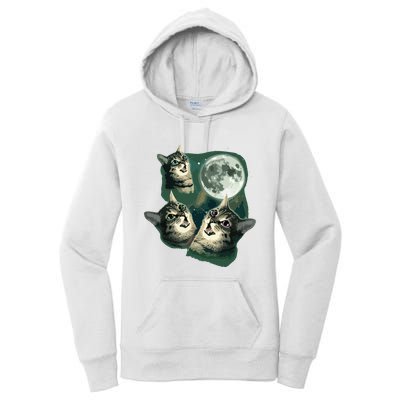 Funny Cat Three Cat Moon 3 Wolfs Cute Kitten Graphic Women's Pullover Hoodie