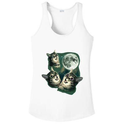 Funny Cat Three Cat Moon 3 Wolfs Cute Kitten Graphic Ladies PosiCharge Competitor Racerback Tank