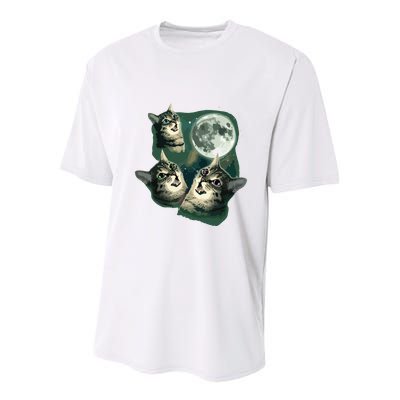 Funny Cat Three Cat Moon 3 Wolfs Cute Kitten Graphic Youth Performance Sprint T-Shirt