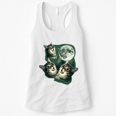 Funny Cat Three Cat Moon 3 Wolfs Cute Kitten Graphic Womens Tank Top