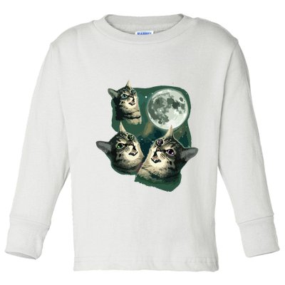 Funny Cat Three Cat Moon 3 Wolfs Cute Kitten Graphic Toddler Long Sleeve Shirt