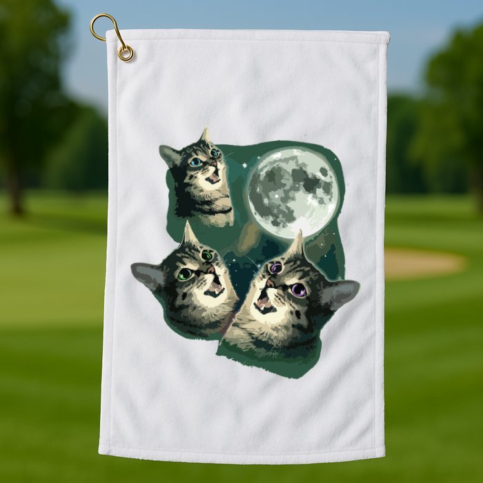 Funny Cat Three Cat Moon 3 Wolfs Cute Kitten Graphic Golf Towel