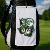 Funny Cat Three Cat Moon 3 Wolfs Cute Kitten Graphic Golf Towel