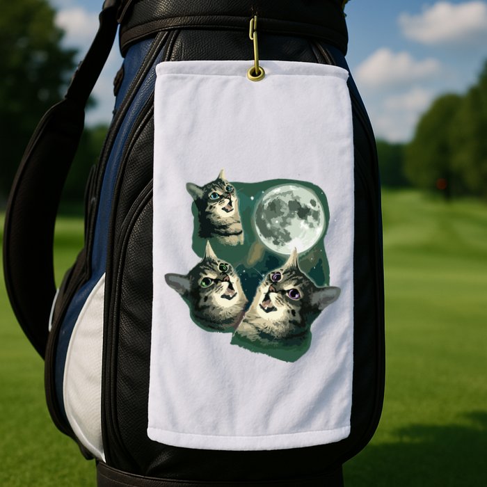 Funny Cat Three Cat Moon 3 Wolfs Cute Kitten Graphic Golf Towel