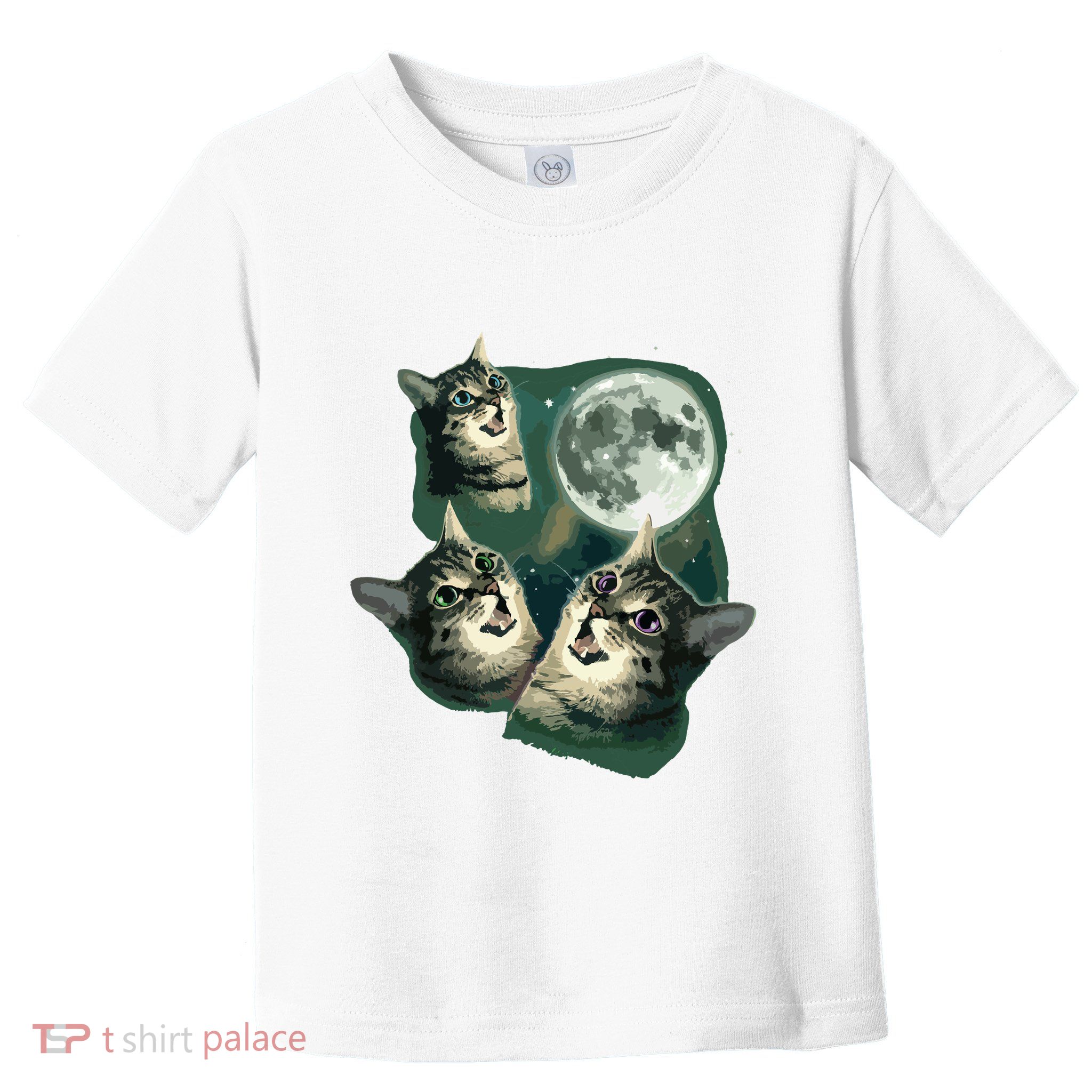 Funny Cat Three Cat Moon 3 Wolfs Cute Kitten Graphic Toddler T-Shirt