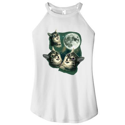 Funny Cat Three Cat Moon 3 Wolfs Cute Kitten Graphic Women’s Perfect Tri Rocker Tank