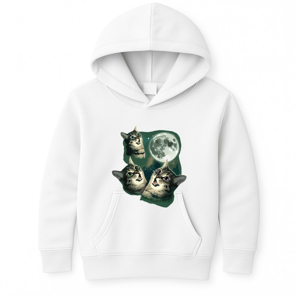 Funny Cat Three Cat Moon 3 Wolfs Cute Kitten Graphic Kids Hoodie
