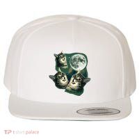 Funny Cat Three Cat Moon 3 Wolfs Cute Kitten Graphic Wool Snapback Cap