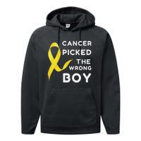 Funny Cancer Treatment Gifts Cancer You Picked The Wrong Guy Performance Fleece Hoodie