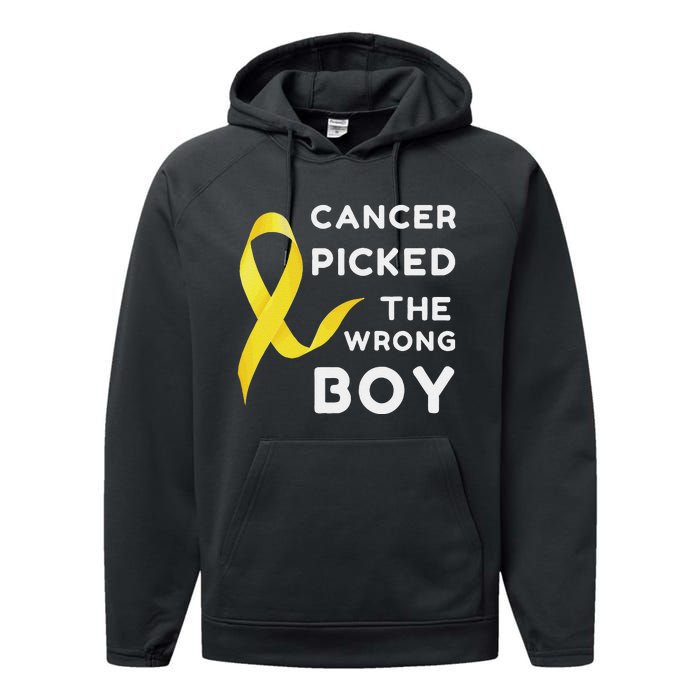 Funny Cancer Treatment Gifts Cancer You Picked The Wrong Guy Performance Fleece Hoodie