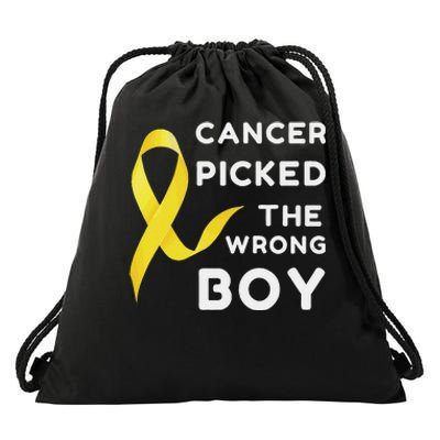 Funny Cancer Treatment Gifts Cancer You Picked The Wrong Guy Drawstring Bag