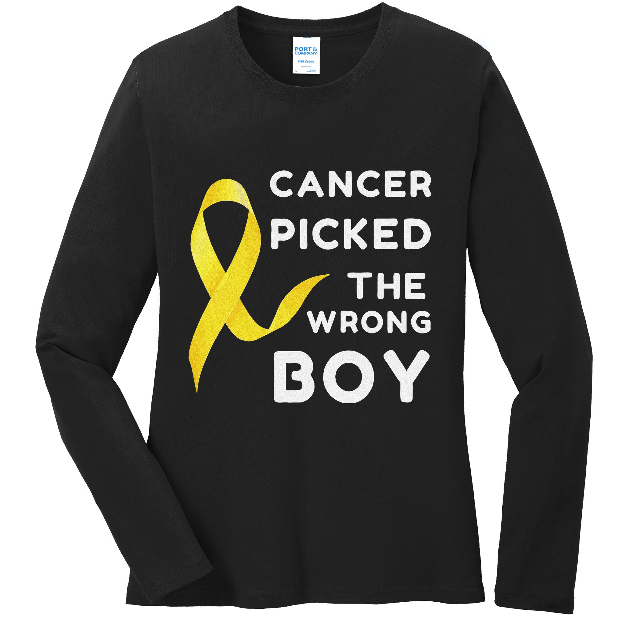Funny Cancer Treatment Gifts Cancer You Picked The Wrong Guy Ladies Long Sleeve Shirt