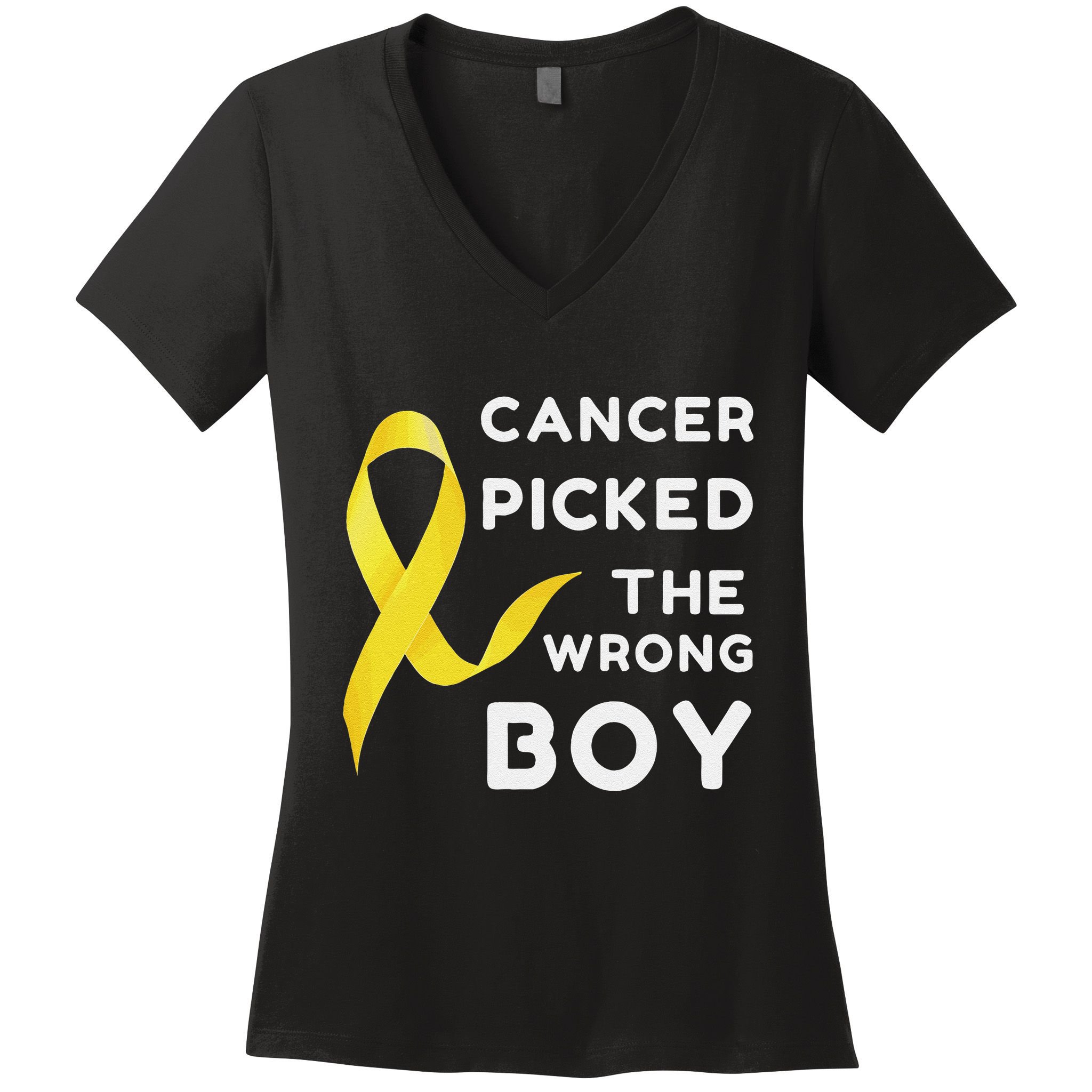 Funny Cancer Treatment Gifts Cancer You Picked The Wrong Guy Women's V-Neck T-Shirt