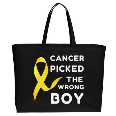 Funny Cancer Treatment Gifts Cancer You Picked The Wrong Guy Cotton Canvas Jumbo Tote