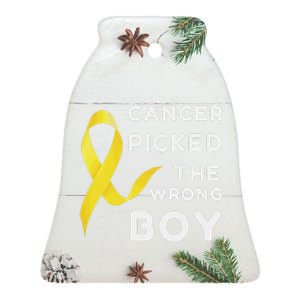 Funny Cancer Treatment Gifts Cancer You Picked The Wrong Guy Ceramic Bell Ornament