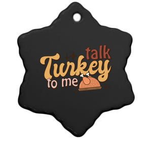 Funny Cute Talk Turkey To Me Retro Groovy Family Thanksgiving Matching Outfits Ceramic Star Ornament