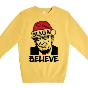 Funny Christmas Trump 2024 Maga Trump Wearing Maga Santa Hat Meaningful Gift Premium Crewneck Sweatshirt