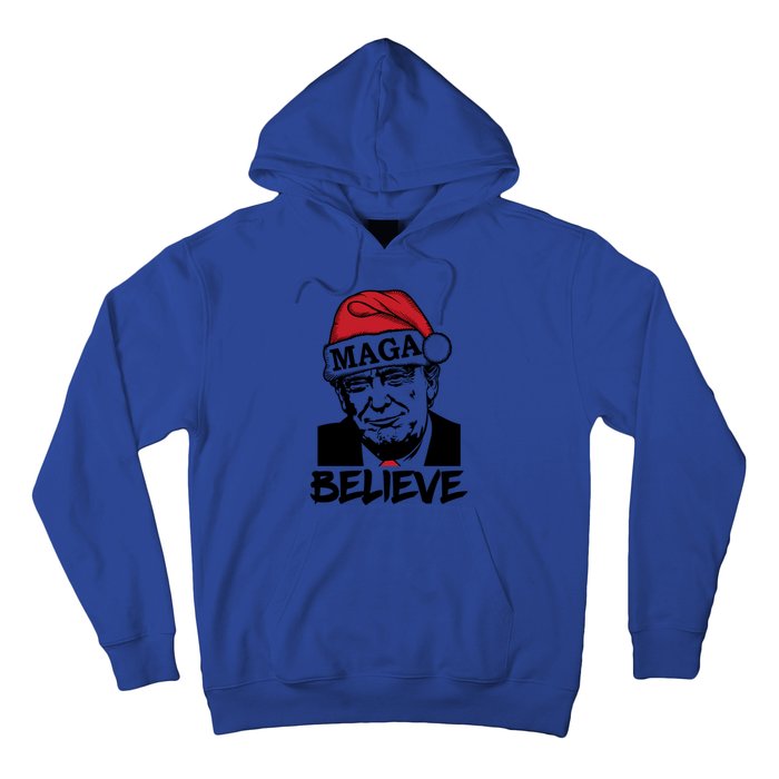 Funny Christmas Trump 2024 Maga Trump Wearing Maga Santa Hat Meaningful Gift Hoodie