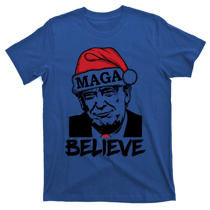 Funny Christmas Trump 2024 Maga Trump Wearing Maga Santa Hat Meaningful Gift T-Shirt