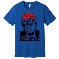 Funny Christmas Trump 2024 Maga Trump Wearing Maga Santa Hat Meaningful Gift Premium T-Shirt