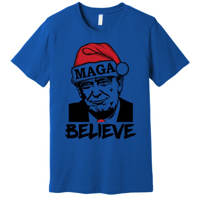 Funny Christmas Trump 2024 Maga Trump Wearing Maga Santa Hat Meaningful Gift Premium T-Shirt