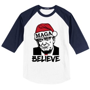 Funny Christmas Trump 2024 Maga Trump Wearing Maga Santa Hat Meaningful Gift Baseball Sleeve Shirt