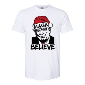 Funny Christmas Trump 2024 Maga Trump Wearing Maga Santa Hat Meaningful Gift Softstyle CVC T-Shirt