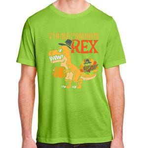 Funny Cute Turkeysaurus Rex Dab Turkey Dino Toddler Boys Thanksgiving Adult ChromaSoft Performance T-Shirt