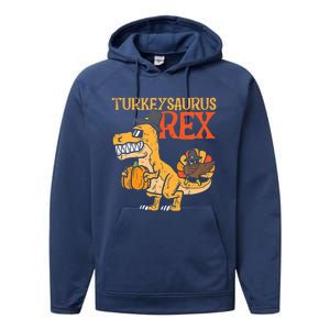 Funny Cute Turkeysaurus Rex Dab Turkey Dino Toddler Boys Thanksgiving Performance Fleece Hoodie