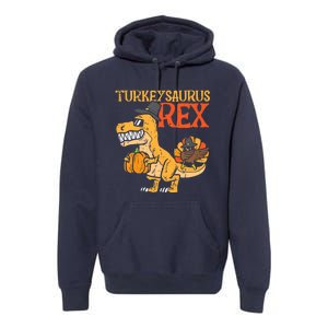 Funny Cute Turkeysaurus Rex Dab Turkey Dino Toddler Boys Thanksgiving Premium Hoodie