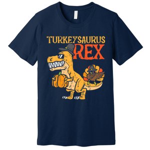 Funny Cute Turkeysaurus Rex Dab Turkey Dino Toddler Boys Thanksgiving Premium T-Shirt